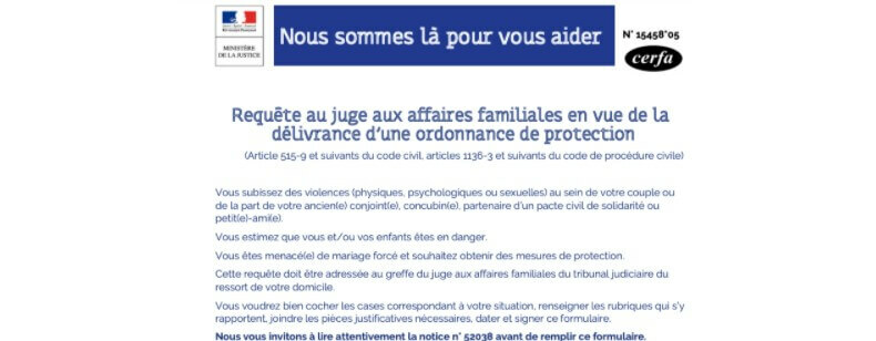 Ordonnance de protection :